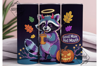 Halloween Raccoon 20oz Tumbler Wrap Sublimation sassyprint 