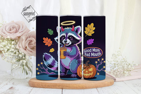 Halloween Raccoon 20oz Tumbler Wrap Sublimation sassyprint 