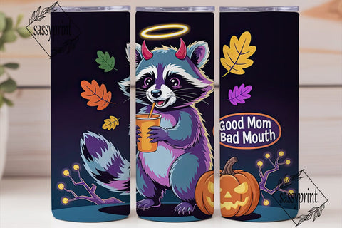 Halloween Raccoon 20oz Tumbler Wrap Sublimation sassyprint 