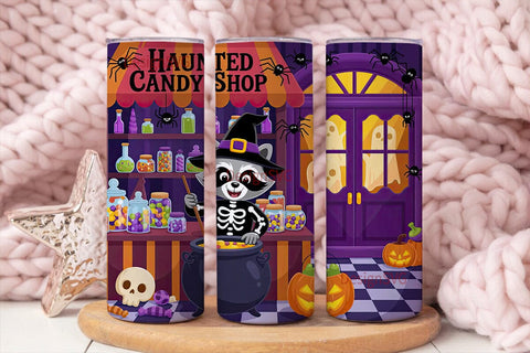 Halloween Raccoon Candy Shop 20oz Sublimation DesignSVG 