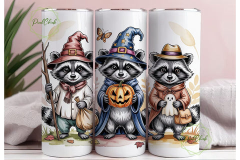 Halloween Raccoon Friends 20oz Tumbler Sublimation PixelChick 
