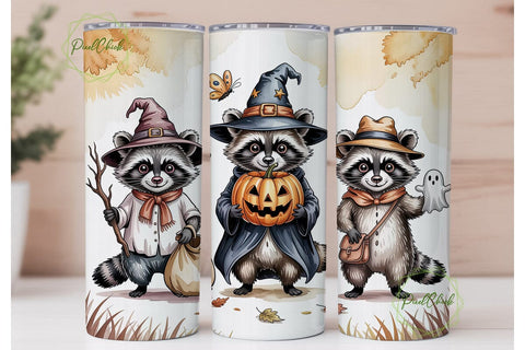 Halloween Raccoon Friends 20oz Tumbler Sublimation PixelChick 