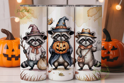 Halloween Raccoon Friends 20oz Tumbler Sublimation PixelChick 