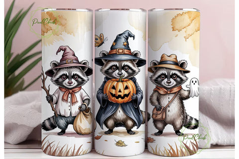 Halloween Raccoon Friends 20oz Tumbler Sublimation PixelChick 
