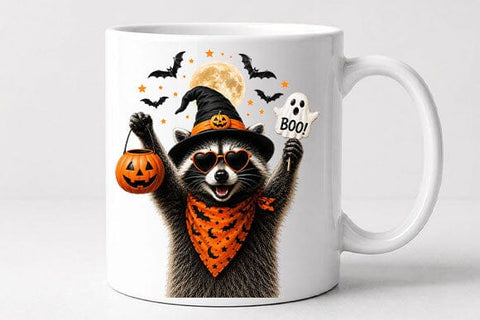 Halloween Raccoon PNG Cute Witch Sublimation Digital Download SVG BillahCrafts 