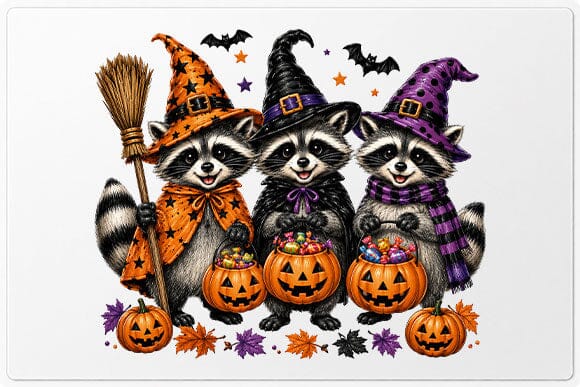 Halloween Raccoon PNG Three Witch Raccoons Digital Download SVG BillahCrafts 