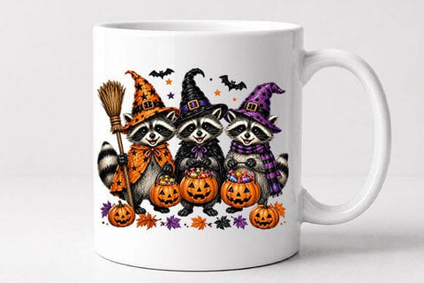 Halloween Raccoon PNG Three Witch Raccoons Digital Download SVG BillahCrafts 