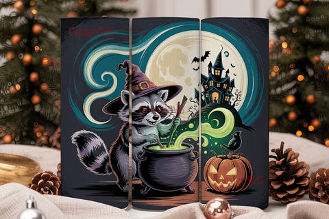 Halloween Raccoon Witch 20oz Tumbler Sublimation DesignSVG 