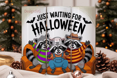 Halloween Raccoons 20oz Tumbler Wrap Sublimation DesignSVG 