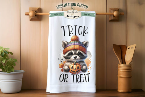 Halloween Raccoons with Jack O Lanterns Kitchen Towel Sublimation PNG Sublimation Ewe-N-Me Designs 