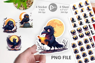 Halloween Raven Shadow Sticker Sublimation artnoy 