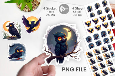 Halloween Raven Shadow Sticker Sublimation artnoy 
