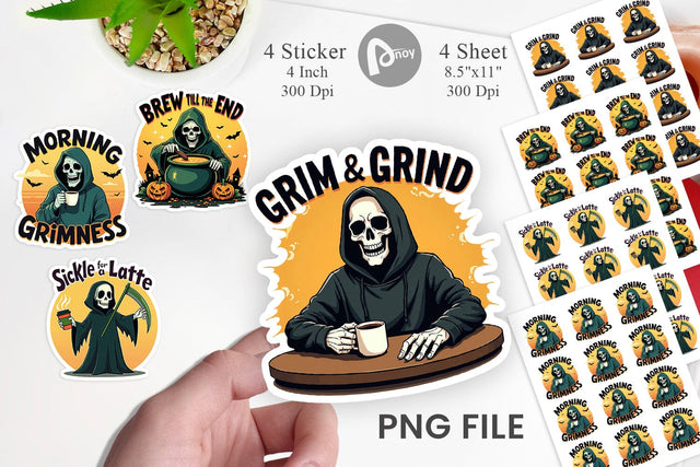 Halloween Reaper Coffee Sticker Sublimation artnoy 