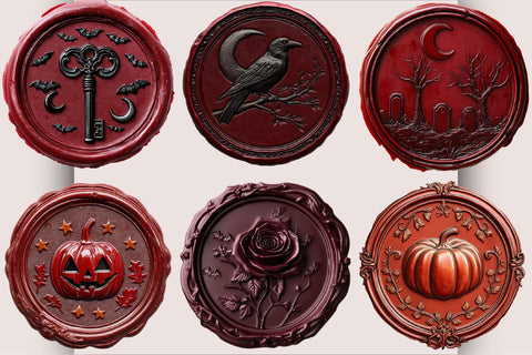 Halloween Red Wax Seal Stamp PNG Clipart Bundle Sublimation SVGArt 