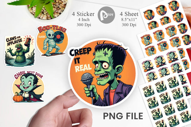 Halloween Retro Monster Sticker Sublimation artnoy 