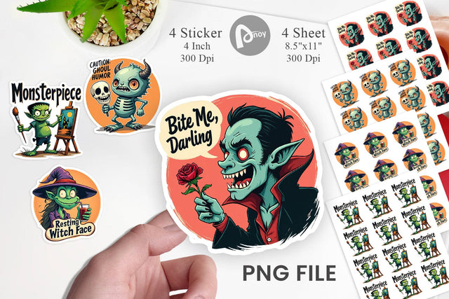 Halloween Retro Monster Sticker Sublimation artnoy 