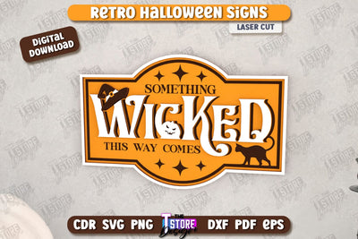 Halloween Retro Sign Laser Cut | Seasonal Home Décor Idea | Porch Décor | Halloween Wall Sign | Halloween Decoration | CNC File SVG The T Store Design 