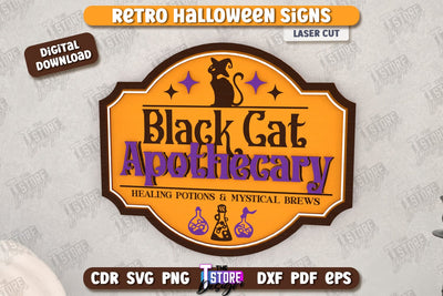 Halloween Retro Sign Laser Cut | Seasonal Home Décor Idea | Porch Décor | Halloween Wall Sign | Halloween Decoration | CNC File SVG The T Store Design 