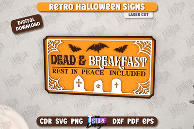 Halloween Retro Sign Laser Cut | Seasonal Home Décor Idea | Porch Décor | Halloween Wall Sign | Halloween Decoration | CNC File SVG The T Store Design 
