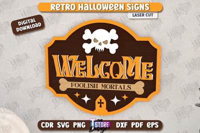 Halloween Retro Sign Laser Cut | Seasonal Home Décor Idea | Porch Décor | Halloween Wall Sign | Halloween Decoration | CNC File SVG The T Store Design 