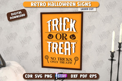 Halloween Retro Sign Laser Cut | Seasonal Home Décor Idea | Porch Décor | Halloween Wall Sign | Halloween Decoration | CNC File SVG The T Store Design 