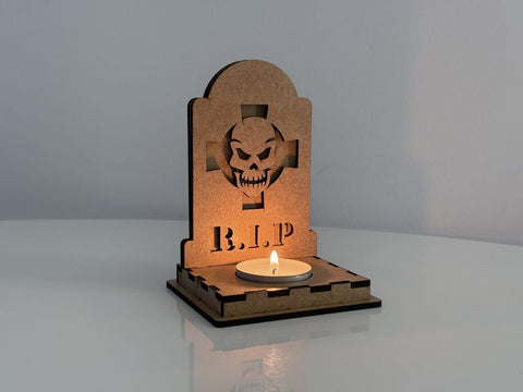 Halloween RIP Skull Candle Holder | Laser Cut Tombstone Lantern SVG File SVG LaserCutano 