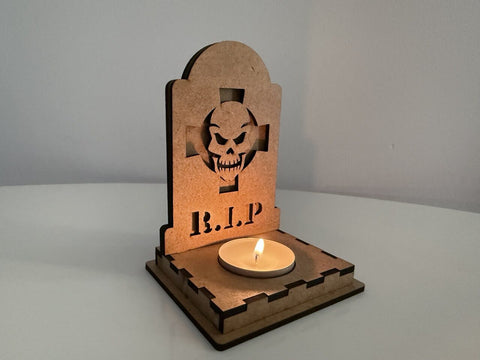 Halloween RIP Skull Candle Holder | Laser Cut Tombstone Lantern SVG File SVG LaserCutano 