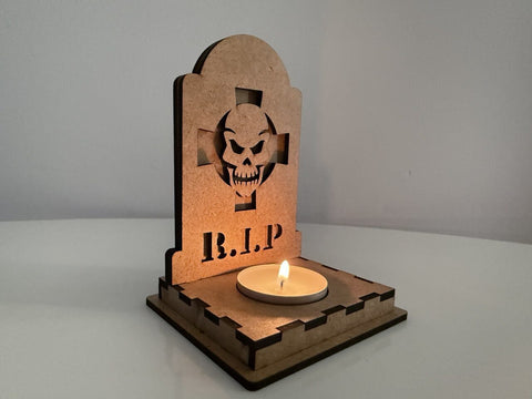 Halloween RIP Skull Candle Holder | Laser Cut Tombstone Lantern SVG File SVG LaserCutano 