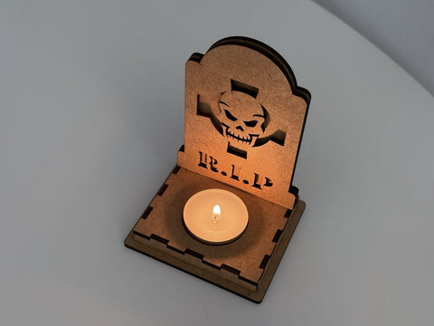 Halloween RIP Skull Candle Holder | Laser Cut Tombstone Lantern SVG File SVG LaserCutano 