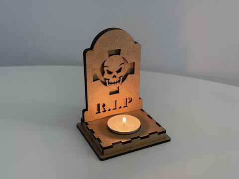 Halloween RIP Skull Candle Holder | Laser Cut Tombstone Lantern SVG File SVG LaserCutano 