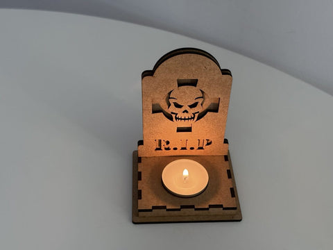 Halloween RIP Skull Candle Holder | Laser Cut Tombstone Lantern SVG File SVG LaserCutano 