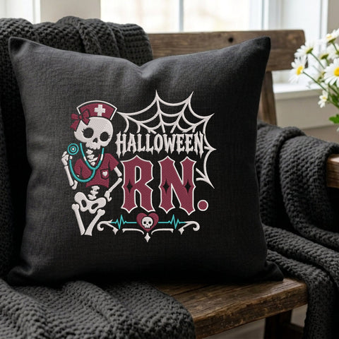 Halloween RN Skeleton Embroidery Design – Spooky Nurse Skeleton Registered Nurse Machine Embroidery File Embroidery/Applique DESIGNS PatternFeed8 
