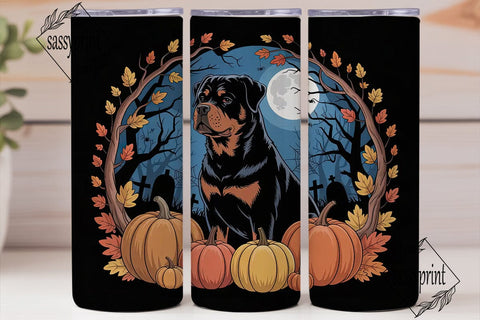 Halloween Rottweiler 20oz Tumbler Wrap Sublimation sassyprint 