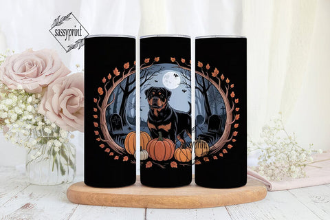 Halloween Rottweiler 20oz Tumbler Wrap Sublimation sassyprint 