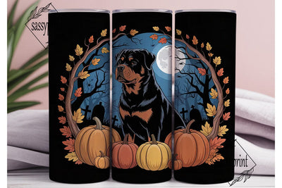 Halloween Rottweiler 20oz Tumbler Wrap Sublimation sassyprint 