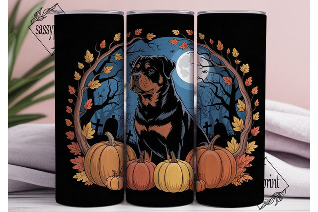 Halloween Rottweiler 20oz Tumbler Wrap Sublimation sassyprint 