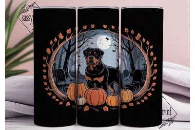 Halloween Rottweiler 20oz Tumbler Wrap Sublimation sassyprint 