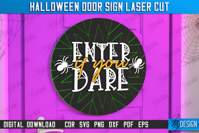 Halloween Round Door Sign Laser Cut | Seasonal Home Décor Idea | Porch Décor | Halloween Wall Sign | Halloween Decoration | CNC File SVG Fly Design 