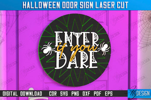 Halloween Round Door Signs Laser Cut Bundle | Seasonal Home Décor Idea | Porch Décor | Halloween Wall Sign | Halloween Decoration | CNC Files SVG Fly Design 