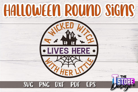 Halloween Round Sign Bundle | Haunter House | Round Door Sign | Trick or Treat | CNC File SVG The T Store Design 