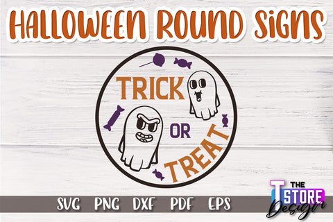 Halloween Round Sign Bundle | Haunter House | Round Door Sign | Trick or Treat | CNC File SVG The T Store Design 