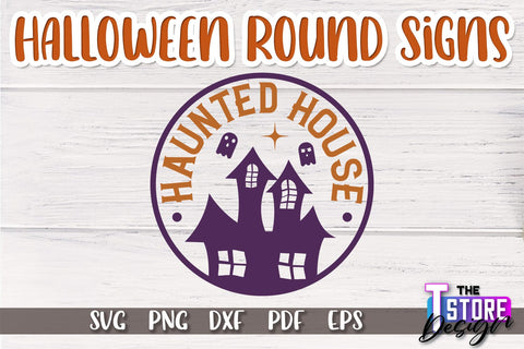 Halloween Round Sign Bundle | Haunter House | Round Door Sign | Trick or Treat | CNC File SVG The T Store Design 
