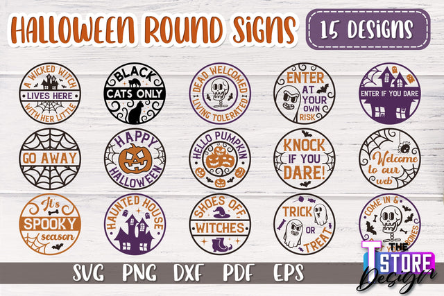 Halloween Round Sign Bundle | Haunter House | Round Door Sign | Trick or Treat | CNC File SVG The T Store Design 