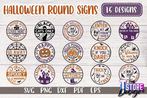 Halloween Round Sign Bundle | Haunter House | Round Door Sign | Trick or Treat | CNC File SVG The T Store Design 