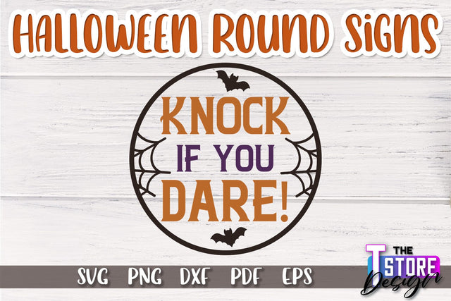 Halloween Round Sign | Haunter House | Round Door Sign | Trick or Treat | CNC File SVG The T Store Design 