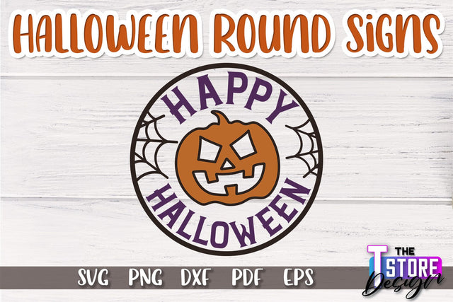 Halloween Round Sign | Haunter House | Round Door Sign | Trick or Treat | CNC File SVG The T Store Design 