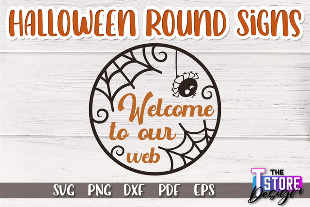 Halloween Round Sign | Haunter House | Round Door Sign | Trick or Treat | CNC File SVG The T Store Design 