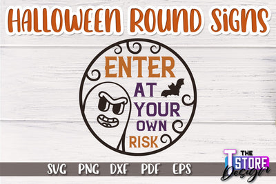 Halloween Round Sign | Haunter House | Round Door Sign | Trick or Treat | CNC File SVG The T Store Design 