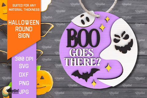 Halloween Round Sign Laser Cut Bundle. Halloween Decor SVG SVG Evgenyia Guschina 