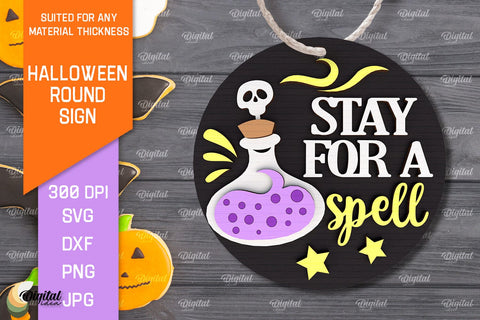 Halloween Round Sign Laser Cut Design. Halloween Decor SVG SVG Evgenyia Guschina 
